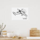 Impression du dessin d'art breveté de l'avion prop (Cuisine)