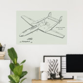 Impression du dessin d'art breveté de l'avion prop (Bureau à domicile)