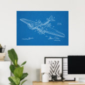 Impression du dessin d'art d'un brevet d'avion de (Bureau à domicile)