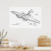 Impression du dessin d'art d'un brevet d'avion de  (Cuisine)