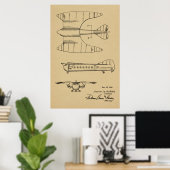 Impression du dessin d'art sur les brevets d'avion (Bureau à domicile)