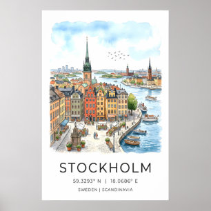 Impression du paysage urbain de Stockholm Rangées