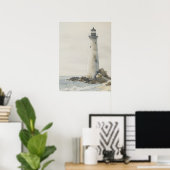 Impression du phare, art vintage, aquarelle (Bureau à domicile)