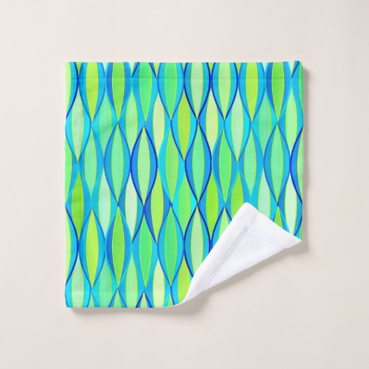 Impression du ruban du milieu du siècle, turquoise (Gant de toilette)