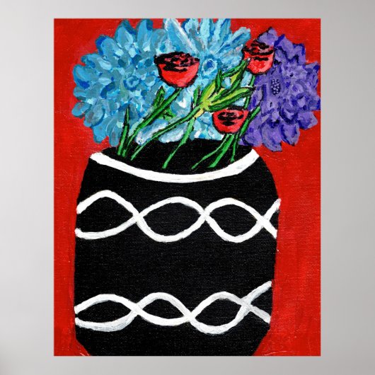 Impression d'un bouquet floral dans un vase (semi- (Devant)