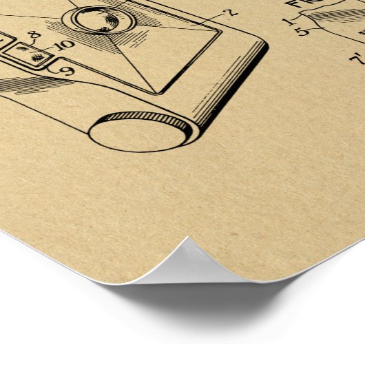 Impression d'un dessin d'art breveté de caméra pli (Coin)