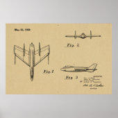 Impression d'un dessin d'avion à réaction de 1950 (Devant)