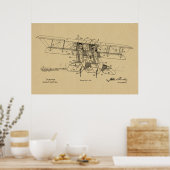 Impression d'un dessin d'avion Biplane de 1919 (Cuisine)