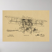 Impression d'un dessin d'avion Biplane de 1919 (Devant)