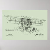 Impression d'un dessin d'avion Biplane de 1919 (Devant)