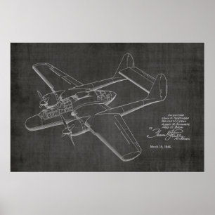Impression d'un dessin d'un brevet d'avion jumeau