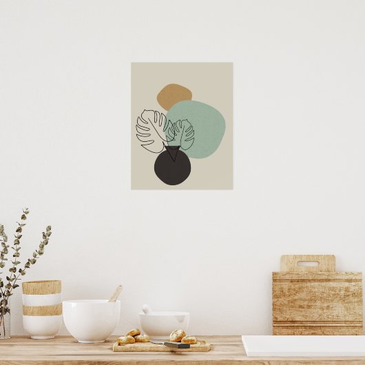 Impression d'une seule ligne de feuille Monstera A (Cuisine)