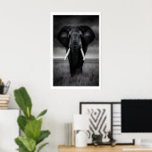 Impression éléphant de safari, noir et blanc, rega (Bureau à domicile)