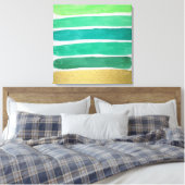 Impression en toile à bandes vertes dorées (Insitu(Chambre))