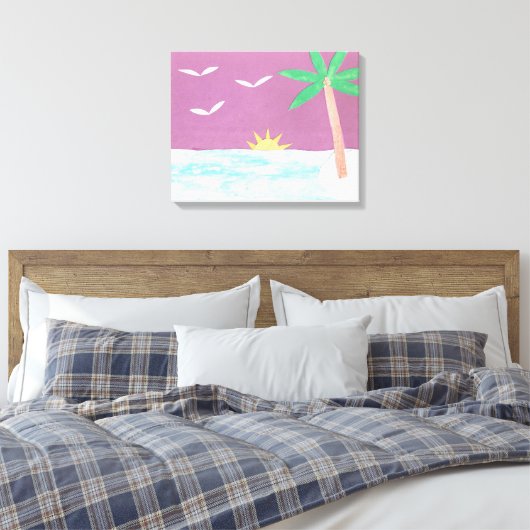 Impression en toile de palmier et ciel magenta (Insitu(Chambre))