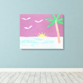 Impression en toile de palmier et ciel magenta (Insitu (Plancher de Bois))