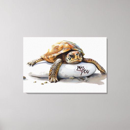 Impression en toile de tortue "Miss You" (Recto)