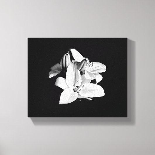 Impression en toile étirée à fleurs noir et blanc (Recto)