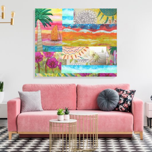 Impression en toile étirée Abstraite tropicale (Insitu(Salon))