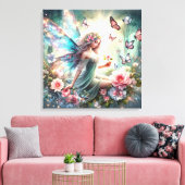 Impression en toile étirée - Fée, Fleurs, Papillon (Insitu(Salon))