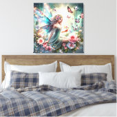 Impression en toile étirée - Fée, Fleurs, Papillon (Insitu(Chambre))