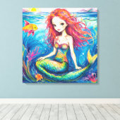 Impression en toile étirée - Petite Sirène & Mer (Insitu (Plancher de Bois))