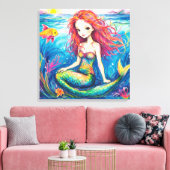 Impression en toile étirée - Petite Sirène & Mer (Insitu(Salon))