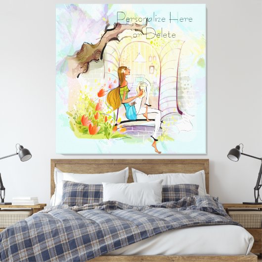 Impression en toile étirée pour fille et arbre con (Insitu(Chambre))