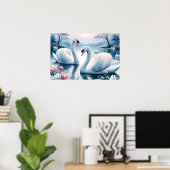 Impression en toile étirée - Swans in a Nénuphar P (Bureau à domicile)