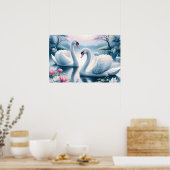 Impression en toile étirée - Swans in a Nénuphar P (Cuisine)