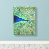 Impression en toile - Peacock avec queue foulée (Insitu (Plancher de Bois))