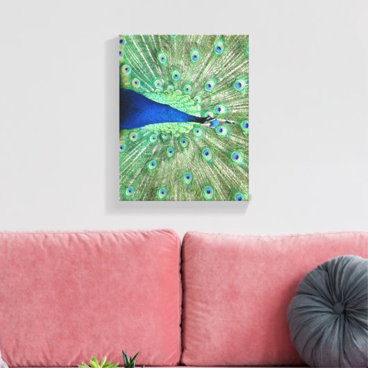 Impression en toile - Peacock avec queue foulée (Insitu(Salon))