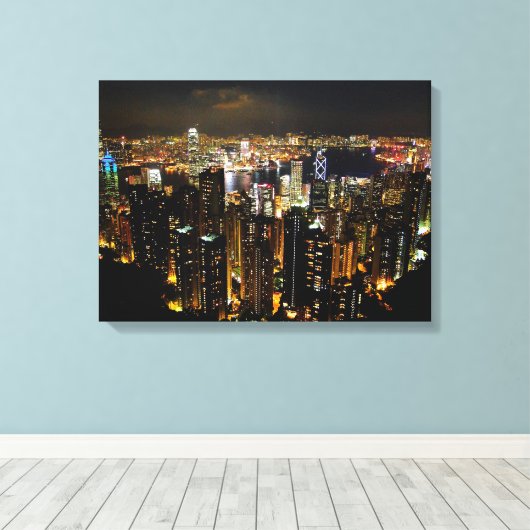 Impression en toile Skyline de Hong Kong (Insitu (Plancher de Bois))