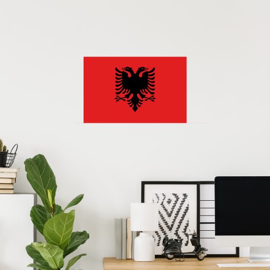 Impression encadrée avec Drapeau d'Albanie (Bureau à domicile)