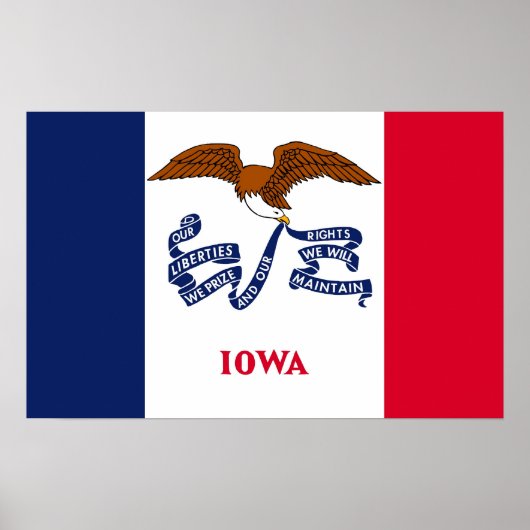 Impression encadrée avec Drapeau de l'Iowa, U.S.A. (Devant)