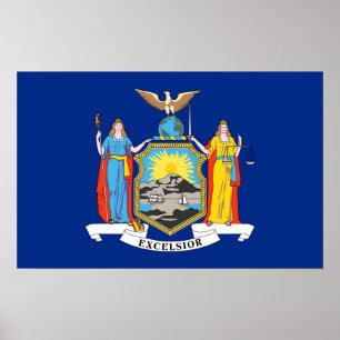 Impression encadrée avec Drapeau de New York, U.S.