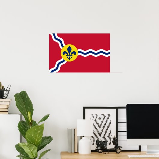 Impression encadrée avec Drapeau de Saint-Louis, M (Bureau à domicile)