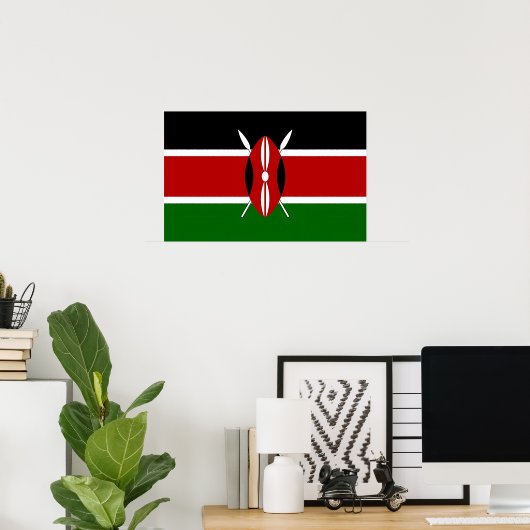 Impression encadrée avec Drapeau du Kenya (Bureau à domicile)