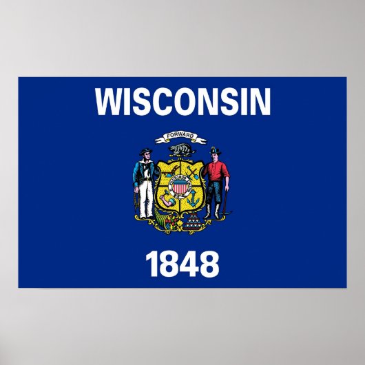 Impression encadrée avec Drapeau du Wisconsin, Éta (Devant)