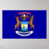 Impression encadrée avec le drapeau du Michigan, É (Devant)