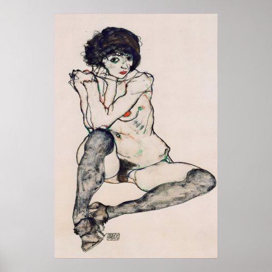 Impression expressionniste d'Egon Schiele Sitzende (Devant)
