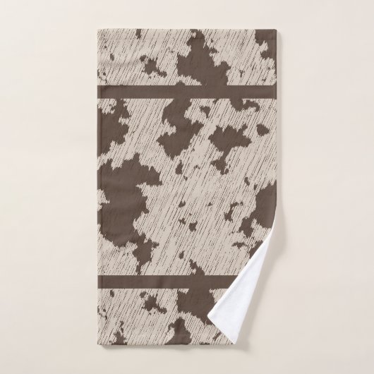 Impression Faux Vache Noir, Blanc, Brown et Crème (Serviette à main)