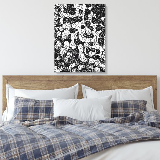 Impression feuille japonaise, noir et blanc (Insitu(Chambre))