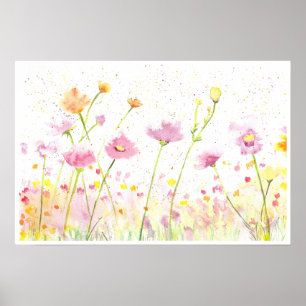 Impression fleur sauvage aquarelle