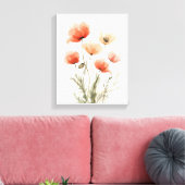 Impression florale aquarelle Coquelicots coraux (Insitu(Salon))