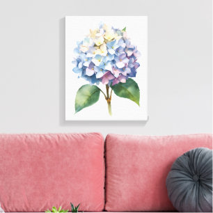 Impression florale aquarelle d'hortensia bleu