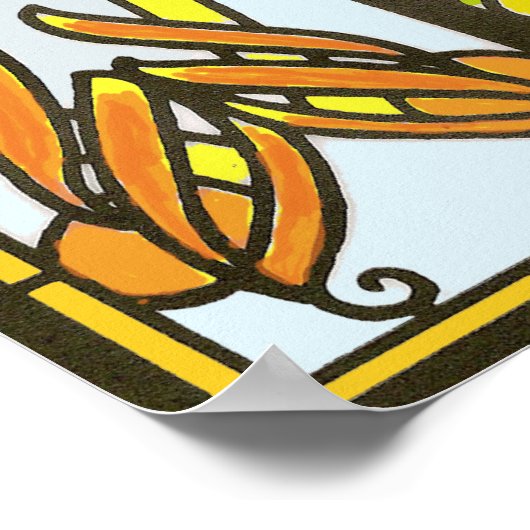 Impression florale Art déco en verre teint (Coin)