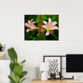 Impression florale de lys rose belladone botanique (Bureau à domicile)