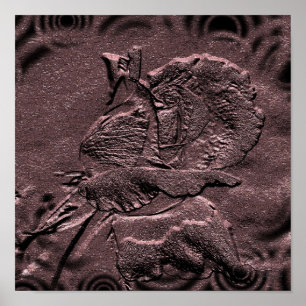 Impression florale de Rosebud sculptée