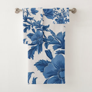 Impression florale d'inspiration victorienne bleue